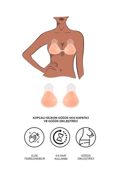 C&CITY Kopçalı Silikon Göğüs Ucu Kapatıcı ve Göğüs Dikleştirici 7232 Ten