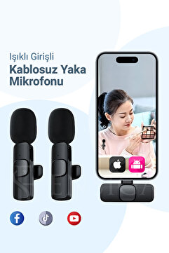 EN SİGA Lightning Girişli Iphone Uyumlu Ikili Kablosuz Yaka Mikrofonu Youtube Facebook Tiktok Vlog