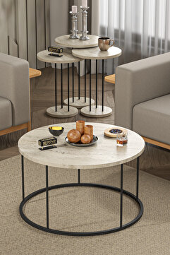 Terra Sehpa Seti Traverten Bej 4'lü