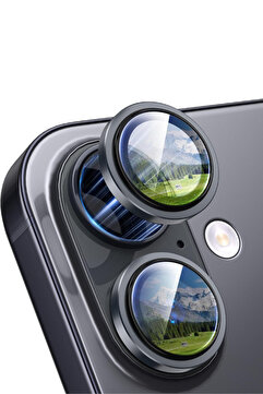EVAX [Metal] iPhone 17 Uyumlu Metal Siyah Çerçeveli Kamera Lens Koruyucu