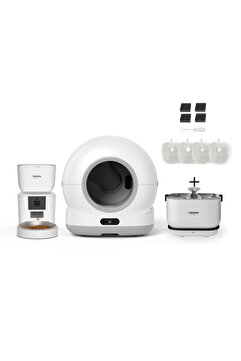 Xenon Smart Akıllı Otomatik Kameralı Kedi Tuvaleti 4 lt Mama Kabı Akıllı Kablosuz Su Pınarı 4'lü Pet Seti