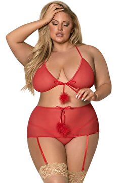 Tina Wear Büyük Beden Kırmızı Fantezi Gecelik 51202