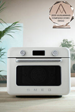 Smeg Cof01wheu Retro Serisi Solo Tezgah Üstü Kombi Buharlı Fırın Beyaz