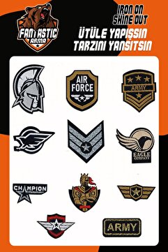FANTASTIC ARMA Ütü Ile Yapışan Dokuma Arma Seti Patch Yama Army, Asker, Rütbe Modeli