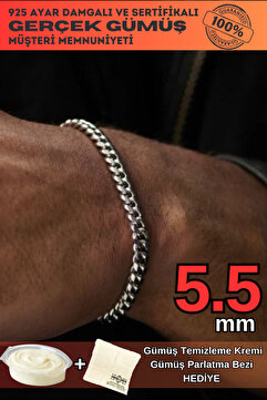 OSMANLI GÜMÜŞ Erkek Gümüş Bileklik - Gurmet 925 Ayar Gümüş Erkek Bileklik Künye 5.5mm