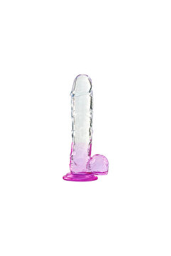 Pembe Tilki Silikon Şeffaf Mor Renkli Realistik Dildo 17,5 cm