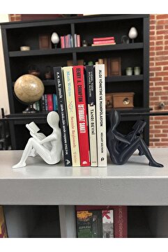 Genel Markalar Kitap Okuyan Kitaplık Aksesuarı Kitap Tutucu Kitap Okuyan Figürlü İkili Dekoratif Heykel