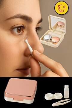 TOYFEST Rose Renkli Taşınabilir Fonksiyonel Seyahat İçin Koruyucu Mini Hijyenik Kontakt Lens Saklama Kutusu