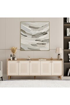 Mymob Belori Konsol, Tv Sehpası Safir Bej Mdf Bohem Kapak 185 Cm 5 Kapaklı
