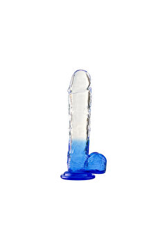 Pembe Tilki Silikon Şeffaf Mavi Realistik Dildo 20 cm
