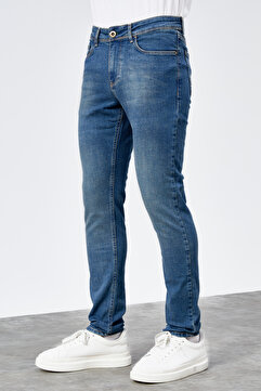 HLT JEANS Erkek Açık Mavi Taşlamalı Slim Fit Denim Jeans Kot Pantolon Hlthe001943a