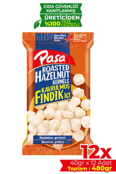 Paşa Kuruyemiş Kavrulmuş Fındık Içi 40 gr X 12 Adet (480 GR)