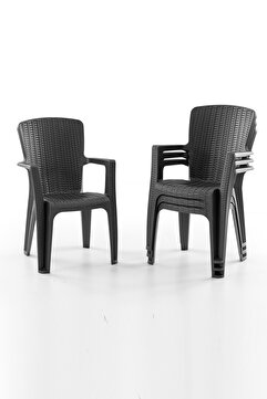Evdemo Side 4'lü Rattan Sandalye Siyah