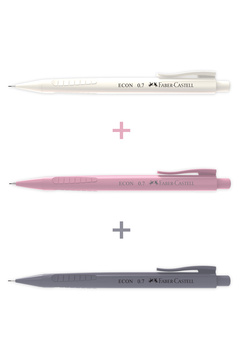 Faber Castell 3'lü Econ Versatil Mekanik Kalem,0.7, Ergonomik Tasarım KARMA RENK GÖNDERİLİR