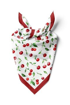 D scarf Kadın Kiraz Desenli Fular Bandana