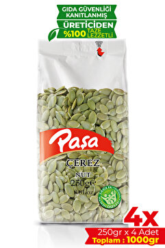 Paşa Kuruyemiş Çiğ Kabak Çekirdeği İçi 1 Kg (250 gr X 4 Adet) (Naturel Tuzsuz İç Kabak Çekirdeği)