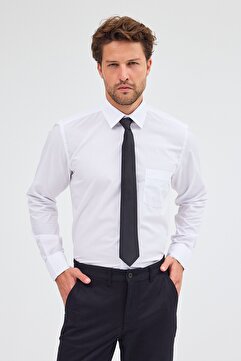 İmza Erkek Beyaz Sert Yaka Uzun Kol Easy To Iron Comfort Fit Pamuklu Gömlek 1004255300