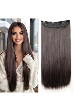 Zeysum Kestane Kahverengi Yarımay Düz Çıtçıtlı Postiş 60 Cm 120gr Isıya Dayanıklı