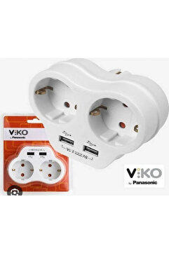 VİKO 2 Li Topraklı Ve 2 Usb Çıkışlı Fiş Priz