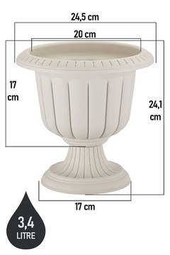 TEMMUZ HOME Nergis Saksı Kirli Beyaz Ayaklı Plastik Çiçek ve Bitki Saksısı 34