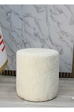 PufyHome Dublin Etna Nil Peluş Krem Çok Amaçlı Dekoratif Pufkoltuk