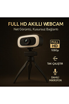 halkhouse Webcam Yayıncı 2k Full Hd 30fps Işıklı 2560*1440p 360* Dönebilen Mikrofonlu Bilgisayar Kamerası
