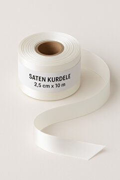 serap çiçekçilik Beyaz Saten Kurdela 2,5 Cm. 10 Metre Geniş Saten Kurdele