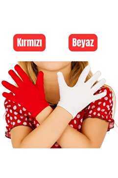 AXE SPORTSWEAR Çocuk Kırmızı Beyaz Renk & Bando & Pandomim & Gösteri & Merasim Eldiveni