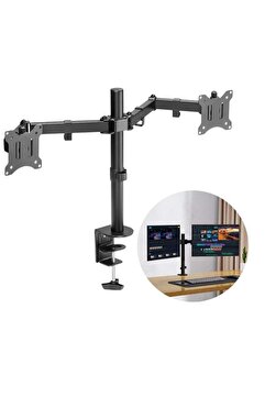Powermaster PM-052 13-27'' Mekanik Çift Kol LCD-LED Gaming Monitör Tutucu Masa Stand Askı Aparatı