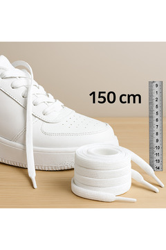 MECE SPOR Premium Beyaz Ayakkabı Bağcığı 150 cm – Dayanıklı, Bot ,Sneaker Uyumlu 1 paket