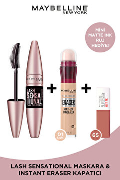Maybelline New York Hızlı Güzellik ve Kalıcı Etki Seti &Anti Age Eraser Kapatıcı 65 Mini