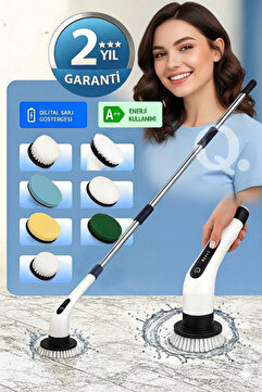 Quantis 7 Başlıklı Şarjlı ve Elektrikli Temizlik Fırçası - Banyo-Mutfak-Araç Temizlik - 2 YIL GARANTİ
