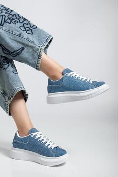 Erceka Günlük Sneaker Kadın Spor Ayakkabı Bağcıklı Beyaz-Siyah-Mavi-Gümüş-Gold-Sarı