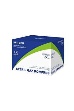 Kuteks Steril Emici Gaz Kompres 7.5cm X 7.5cm 20 Tel 1 Kutu - 100 Adet - %100 Pamuk