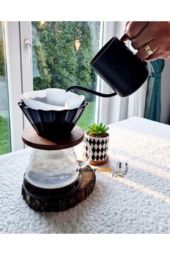 HUBBYCHEF Kahve Demleme Seti V60 Dripper 600ml Demleme Ibriği