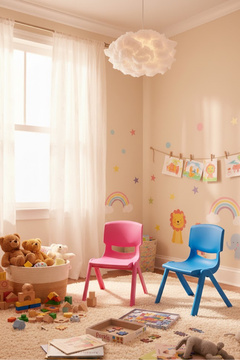 SANDALİE Junior 2 Adet Ergonomik Konforlu Anaokulu Kreş Çocuk Sandalyesi - Mavi/Pembe