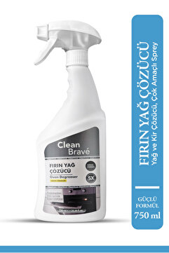 CleanBrave Ağır Yağ Çözücü Fırın Aspiratör Izgara Ocak Tava Yanmış Yağ Temizleyici Güçlü Formül 750ML