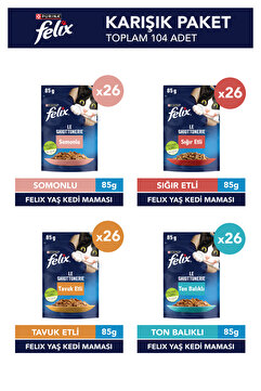 FELIX Karışık Yetişkin Yaş Kedi Maması 104 X 85 gr