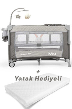 Kanz Sleepside +Plus Anne Yanı Park Yatak Gri - Yatak Hediyeli