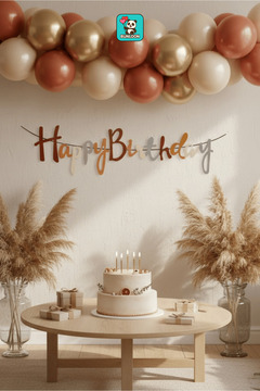 Bunloon Kaligrafi Banner Mix Renk Happy Birthday 110 cm Doğum Günü ve Parti Yazısı Parti Süsleme