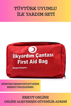 ERKUT ONLİNE PREMİUM PAKET Acil Müdahale Ev Iş Yeri Araba Okul Deprem Ecza Ilk Yardım Bez Çantalı Set