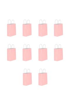 Genel Markalar Büküm Saplı Kraft Kağıt Çanta Karton Hediyelik Poşet Torba - Pembe - 18x24 Cm. - 10 Adetlik Paket Pe