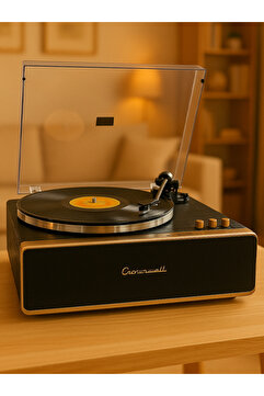 moryconcept Crownwell Vegas Plus Silver Bluetooth Pikap – Ahşap Kaplama, 33/45 Devir