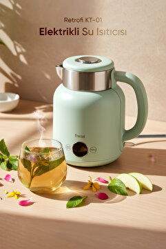 Fressi Elektrikli Su Isıtıcı Kettle Çelik Hazne Retro 1.5 L Su Yeşili Kt-01 Retrofi