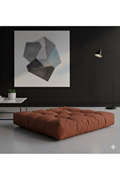 İstanbul kumaş Dekoratif Kadifemsi Kumaş Yer & Palet Minderi 60x60x10 Görseldeki Ürün)-KİREMİT