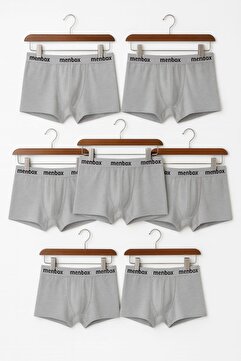 enmodaiçgiyim 7 Adet Gri Erkek Boxer – Pamuklu Likralı, Rahat İç Giyim