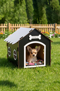 Genel Markalar Gobypet Ahşap Dekoratif Köpek Evi - Kulübe ve Minder Set