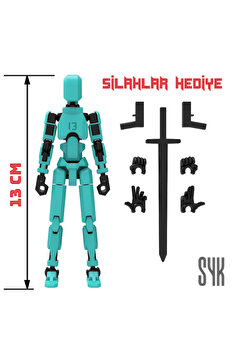 SYK Design Robot 13 Dummy Turkuaz Siyah Tüm Eklemleri Hareketli Aksiyon Figürü Oyuncak