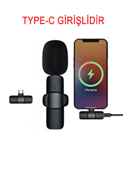 ÇELİKWORK Wirelees Type-c Telefon Uyumlu Mikrofon Kablosuz Youtuber, Tiktok, Skype Yaka Mikrofonu