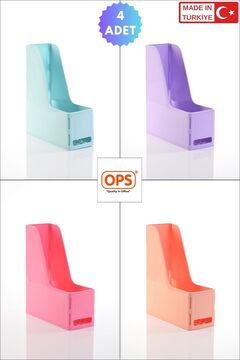 Ops MG 101 MAGAZİNLİK 4'LÜ SET A4 DEMONTE PLASTİK DİKEY KLASÖR ARŞİV KUTUSU ORGANİZER SAKLAMA DEPOLAMA